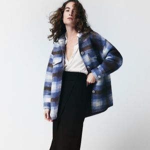 Blue plaid jacket Zara